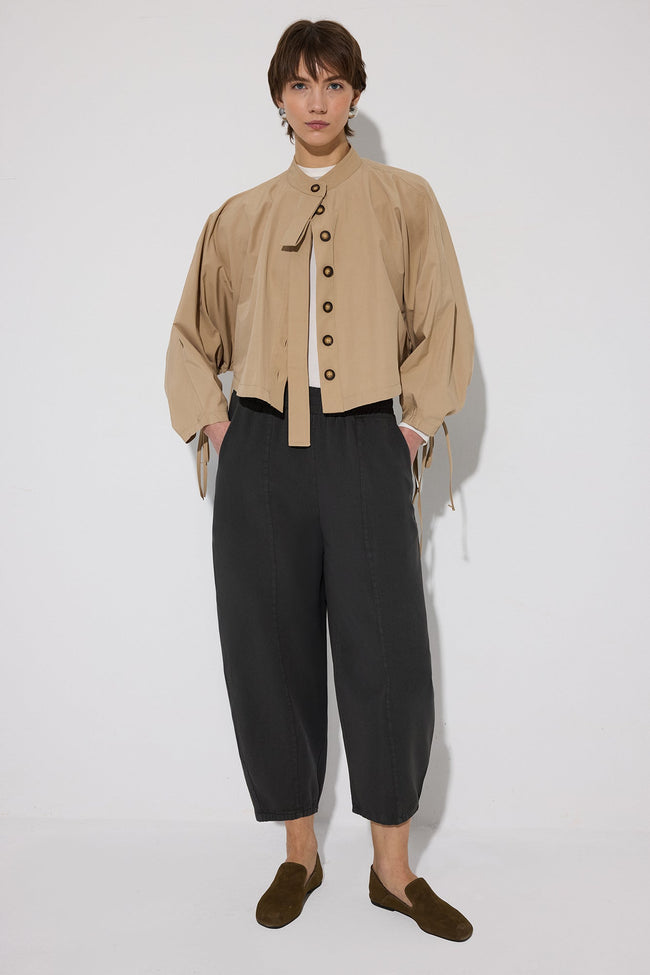 Gabardine Balloon Pants With Elastic Waistband Hover Image