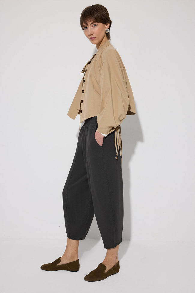 Gabardine Balloon Pants With Elastic Waistband Main Image