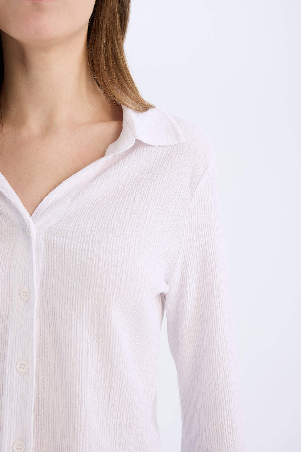 Fitted Crepe Long Sleeve Shirt