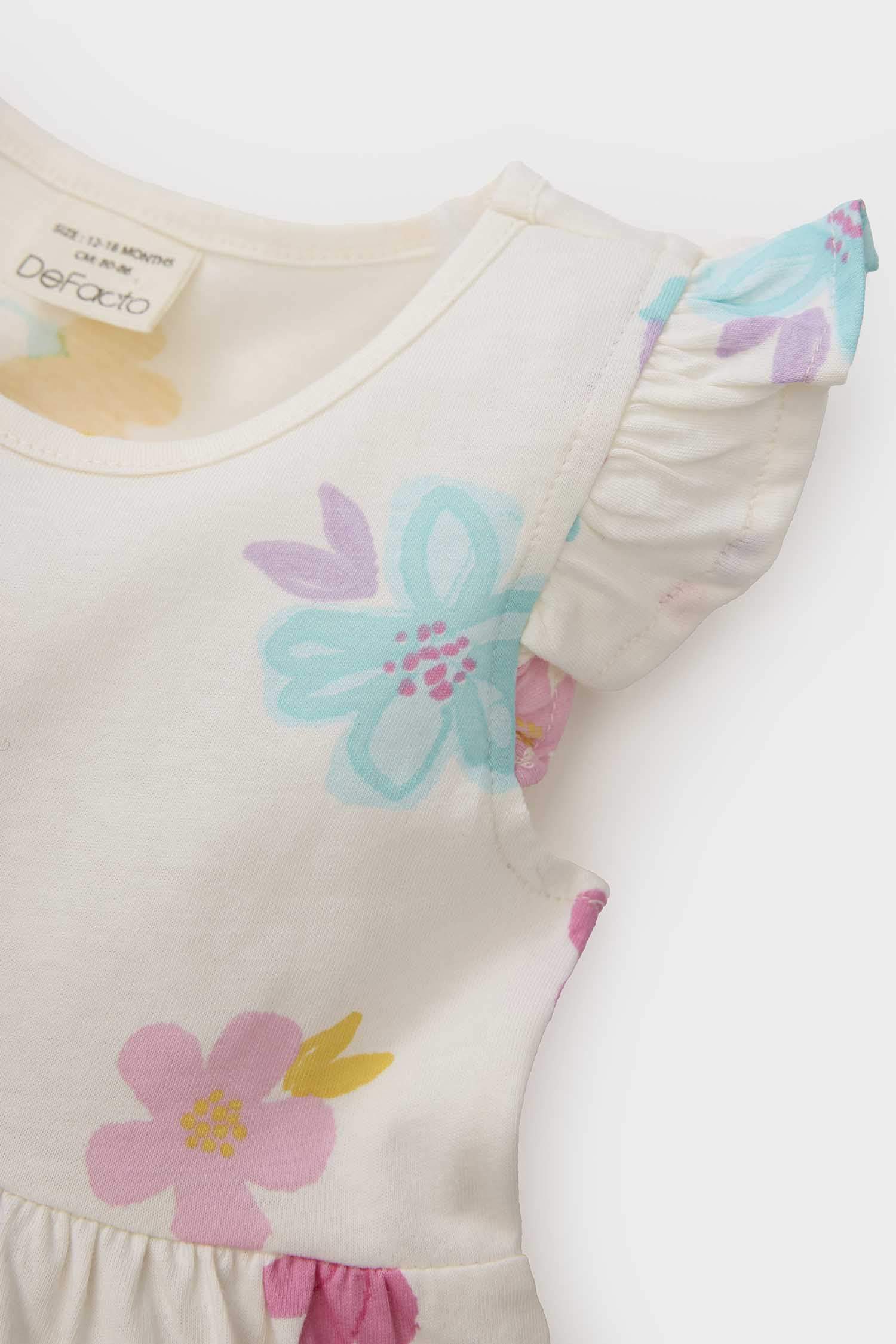 Girl Baby Floral Pattern Short Sleeve Dress