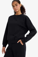 Relax Fit Crew Neck Basic Thick Sweatshirt