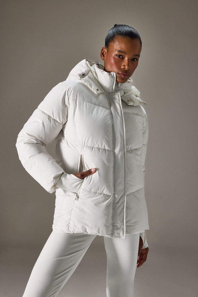 Water-repellent, regular fit, half-fleece lined, hooded, zippered winter coat. Hover Image