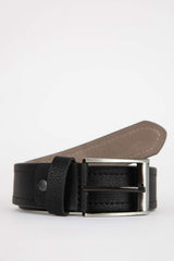 Mens Rectangular Buckle Faux Leather Daily Belt