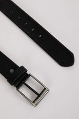 Mens Rectangular Buckle Faux Leather Daily Belt