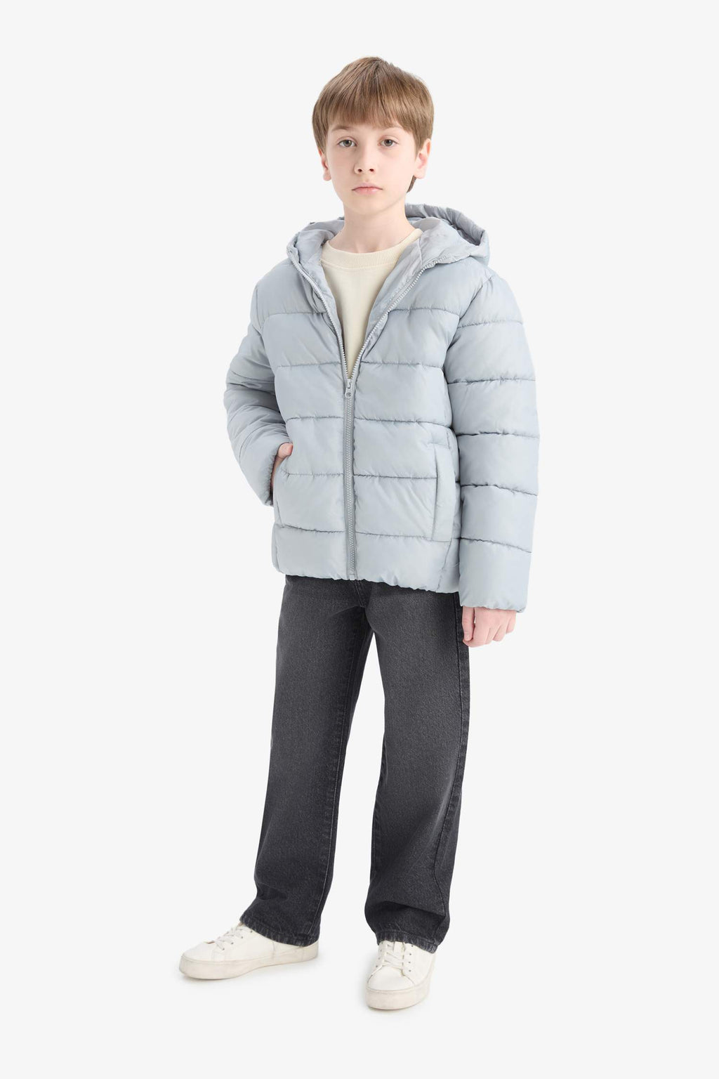 Boys Waterproof Hooded Zippered Puffer Jacket