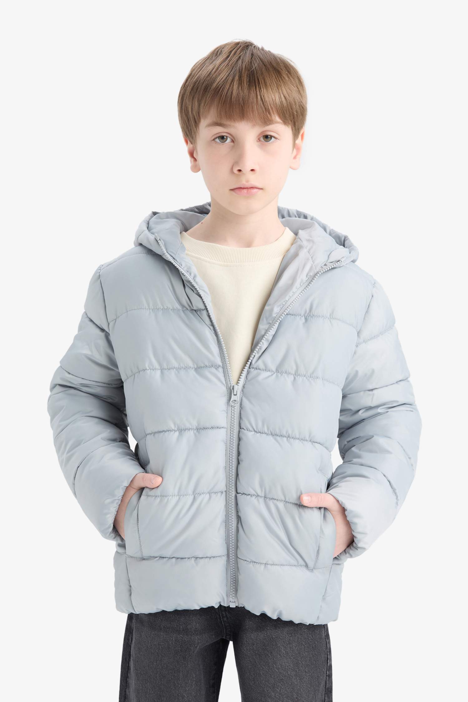 Boys Waterproof Hooded Zippered Puffer Jacket