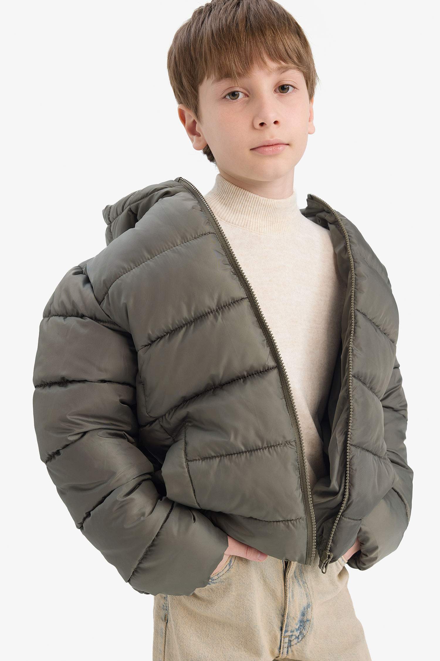 Boys Waterproof Hooded Zippered Puffer Jacket