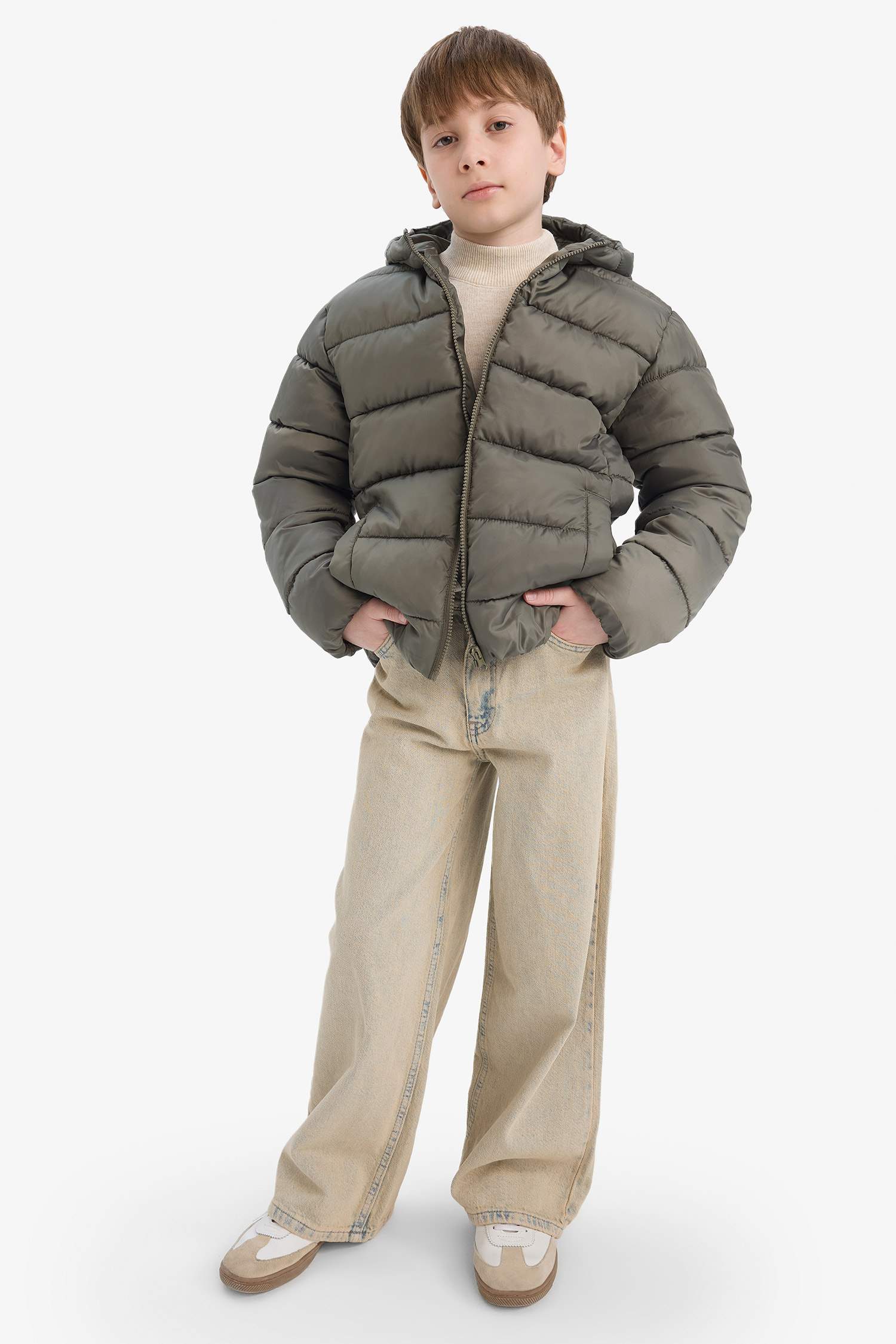 Boys Waterproof Hooded Zippered Puffer Jacket