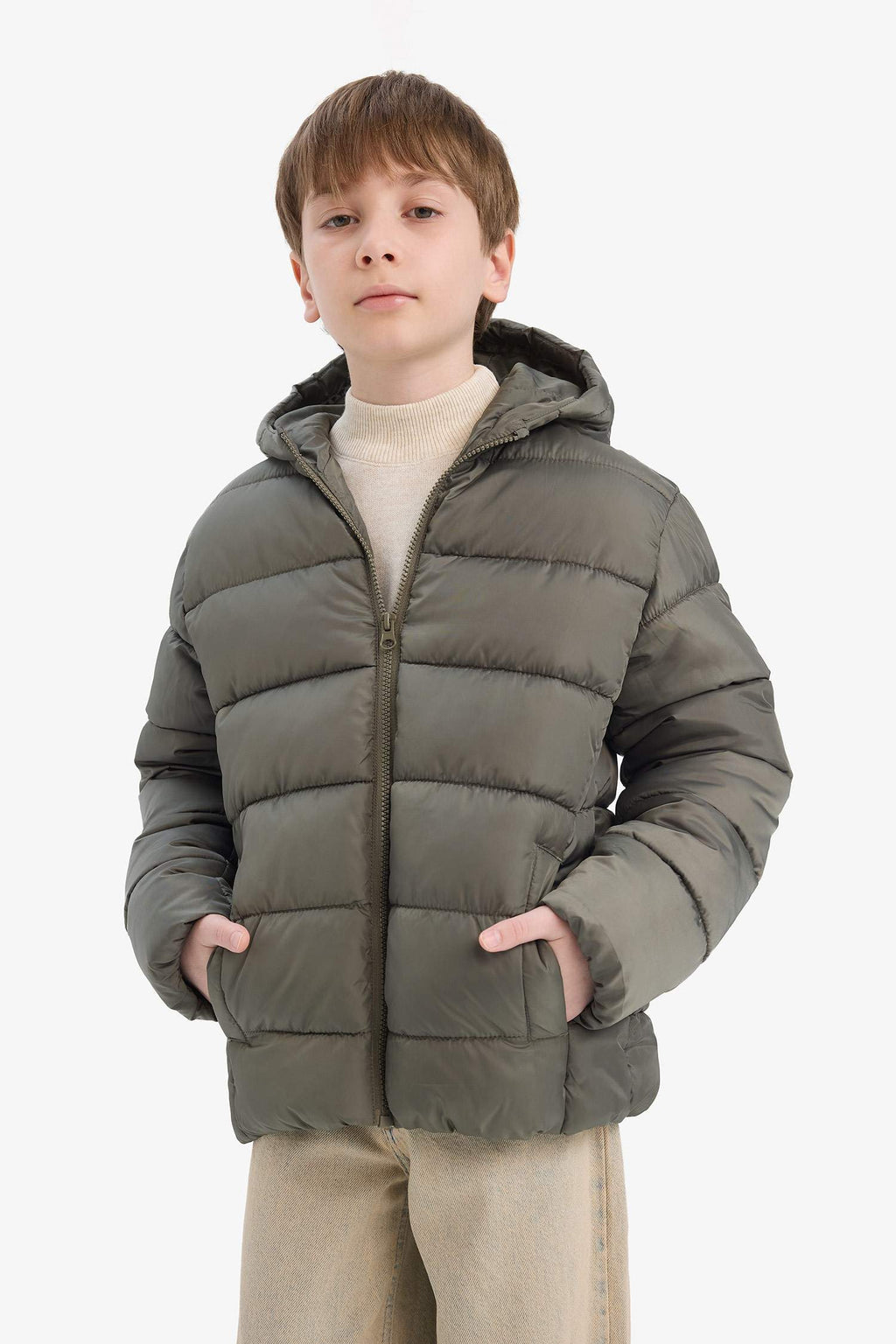 Boys Waterproof Hooded Zippered Puffer Jacket