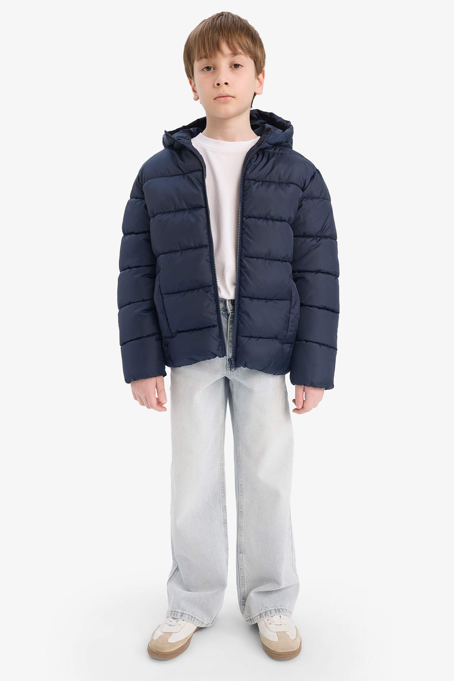 Boys Waterproof Hooded Zippered Puffer Jacket