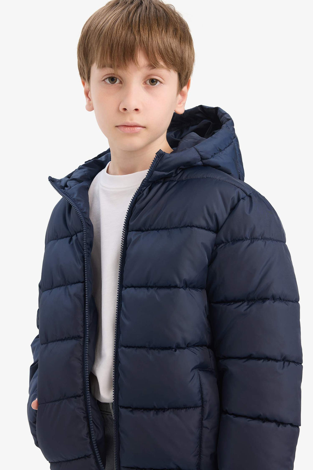 Boys Waterproof Hooded Zippered Puffer Jacket