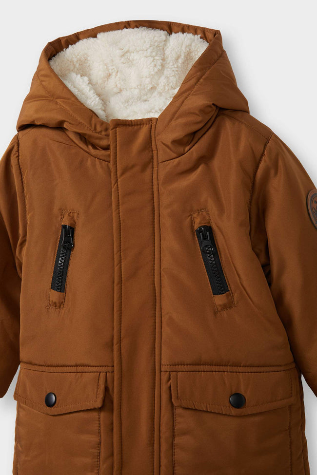Baby Boy Waterproof Hooded Plush Lining Coat Main Image