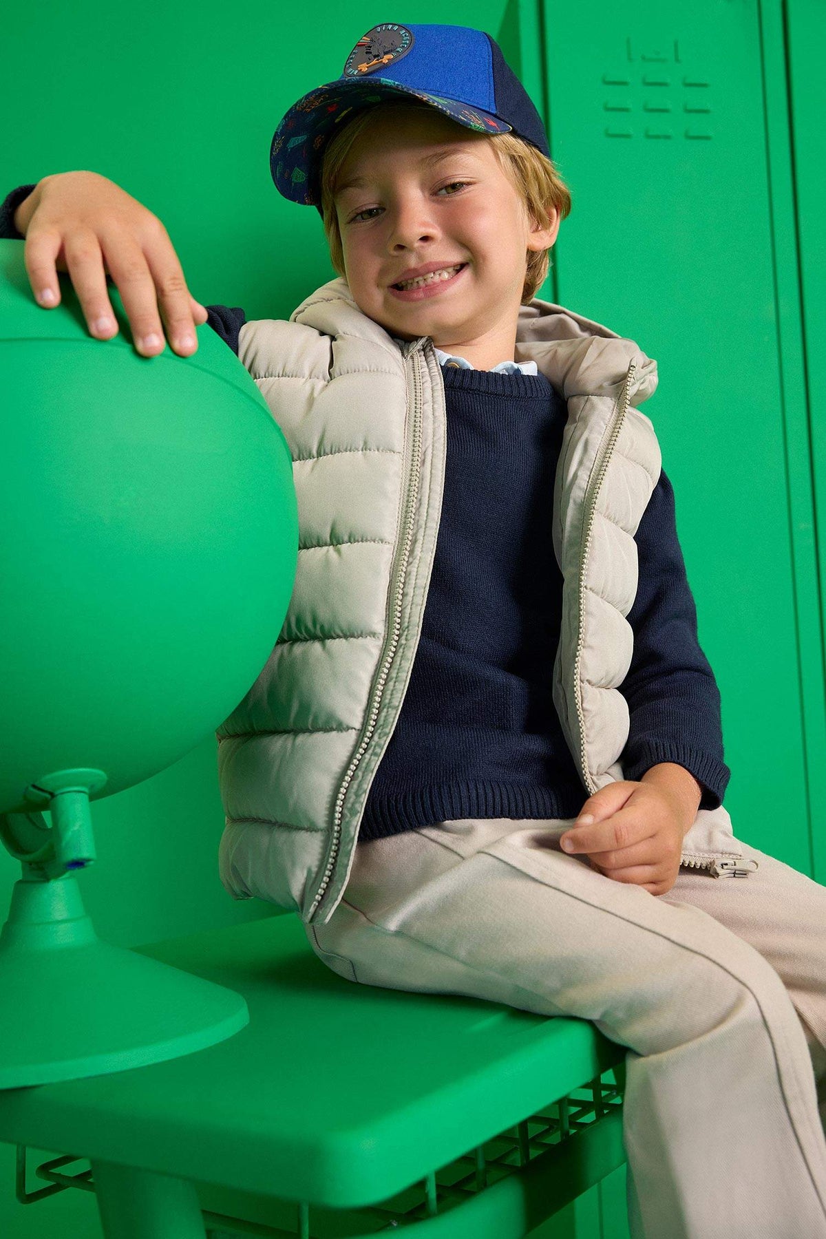 Baby Boy School Waterproof Hooded Zippered Taffeta Puffer Vest