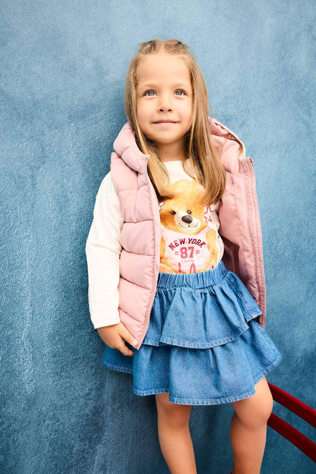 Baby Girl Hooded Puffer Vest Hover Image