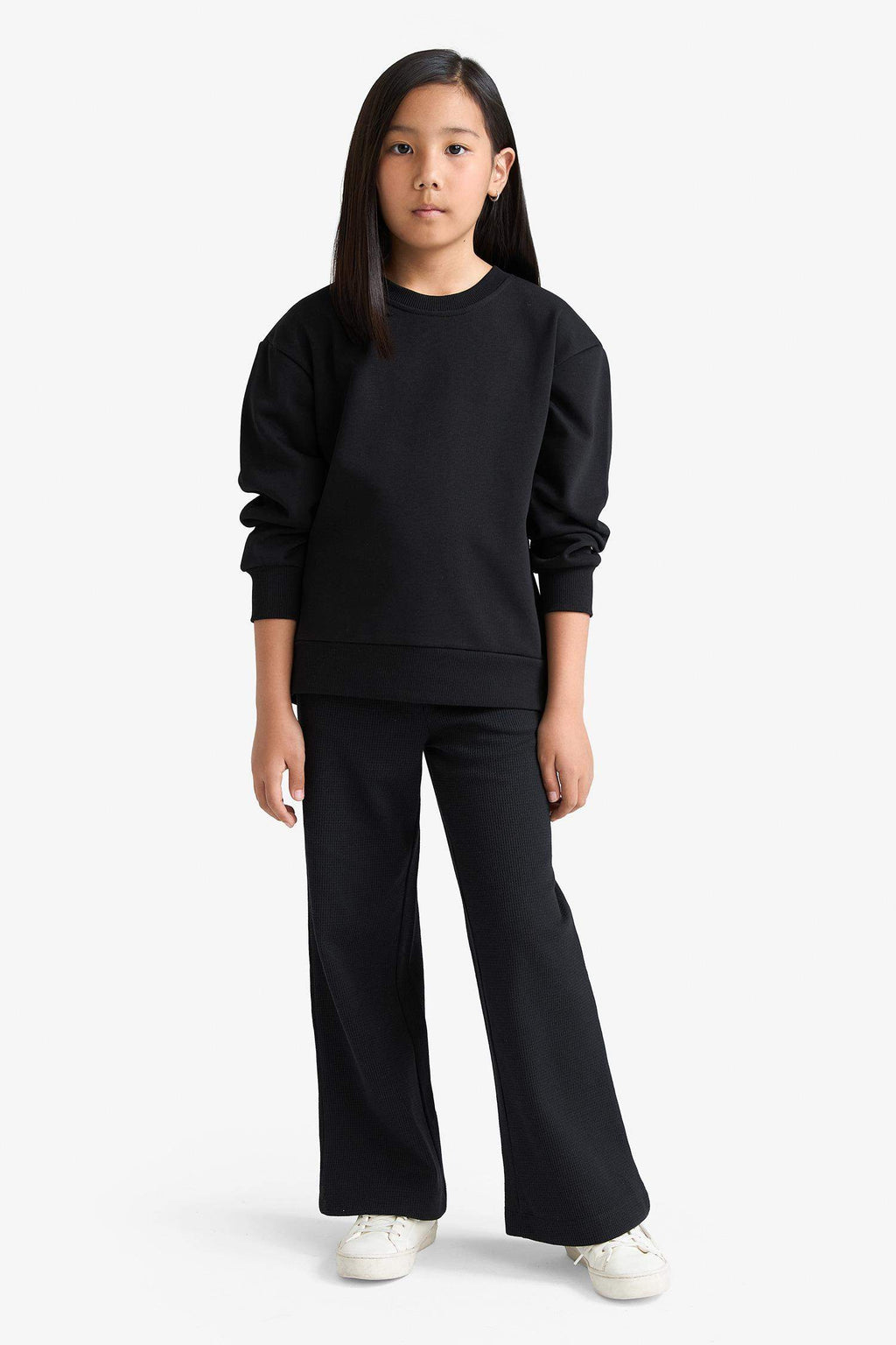 Girl Relax Fit Crew Neck Basic Plain School Sweatshirt