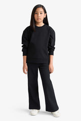 Girl Relax Fit Crew Neck Basic Plain School Sweatshirt