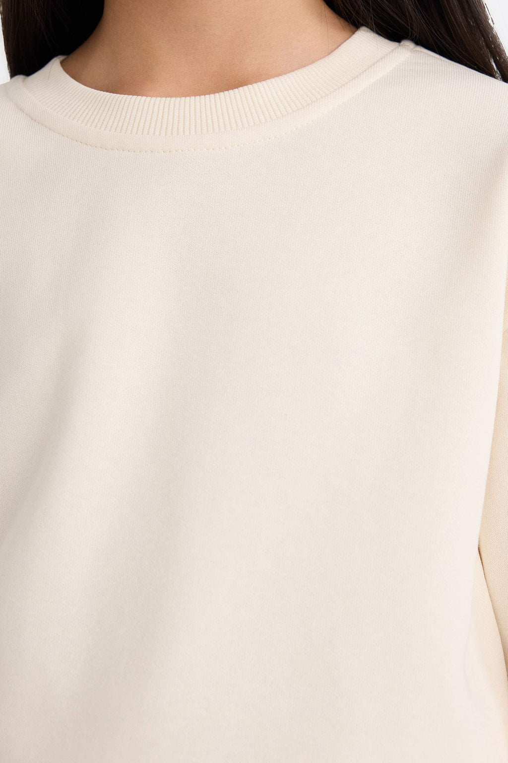 Girl Relax Fit Crew Neck Basic Plain School Sweatshirt