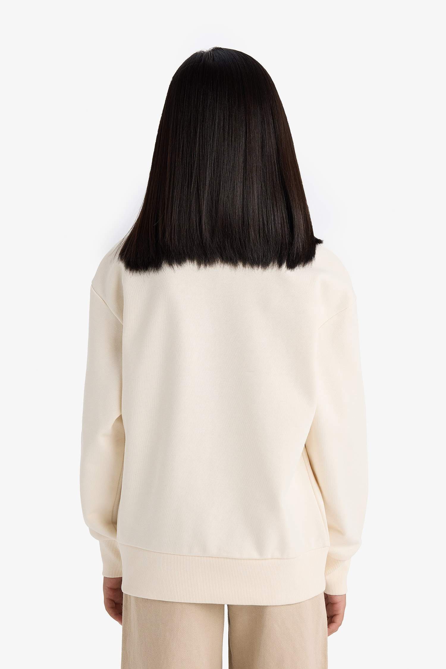 Girl Relax Fit Crew Neck Basic Plain School Sweatshirt