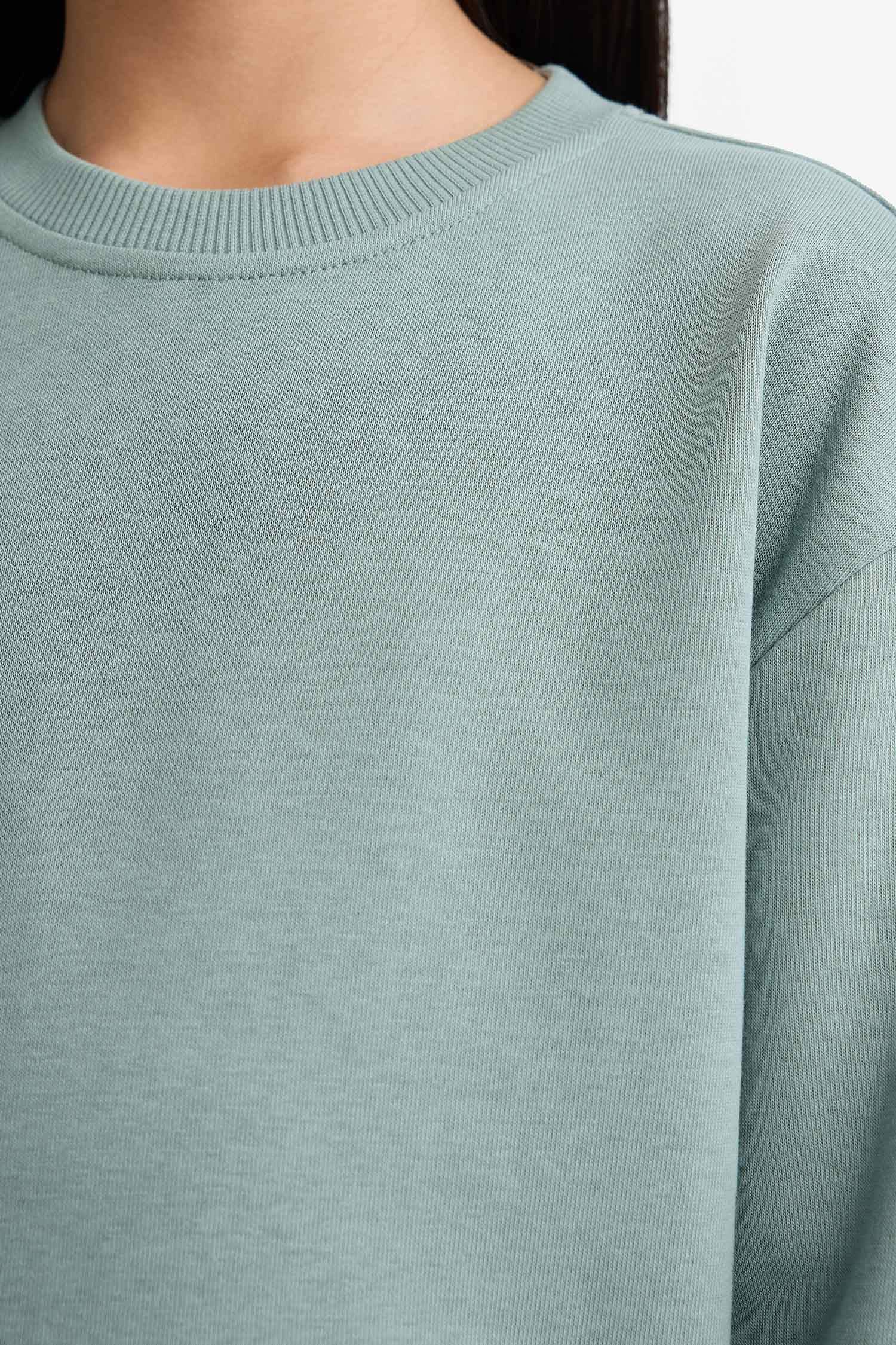 Girl Relax Fit Crew Neck Basic Plain School Sweatshirt