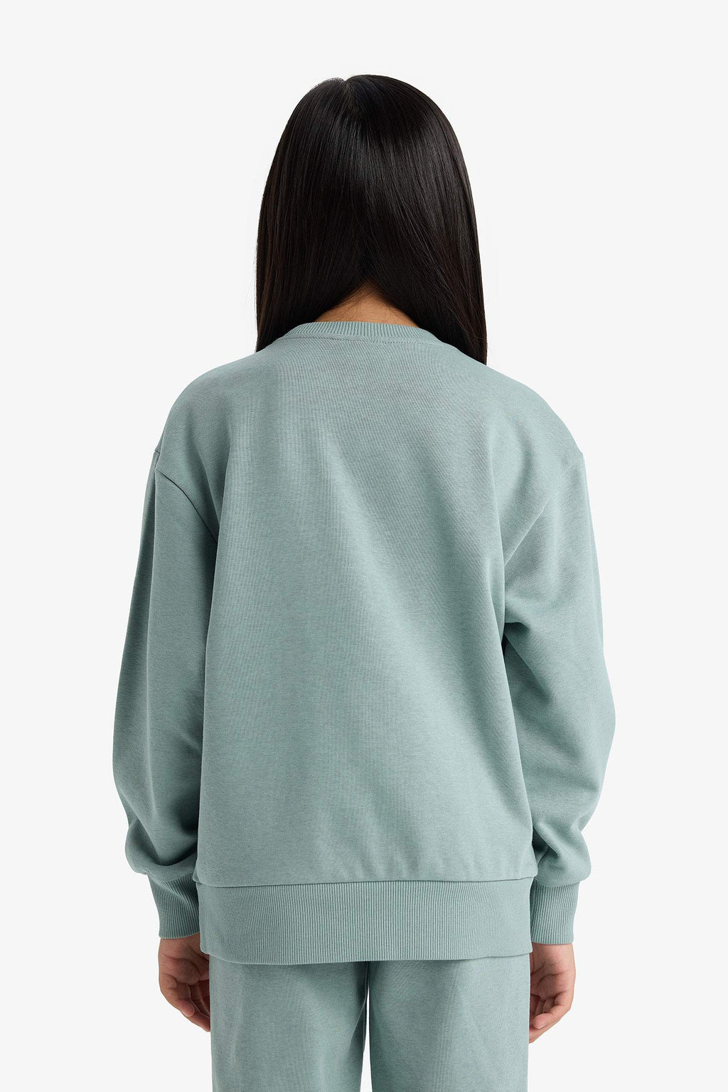 Girl Relax Fit Crew Neck Basic Plain School Sweatshirt