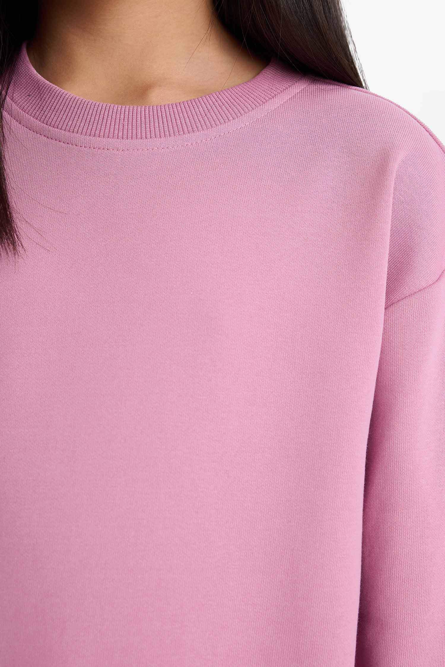 Girl Relax Fit Crew Neck Basic Plain School Sweatshirt