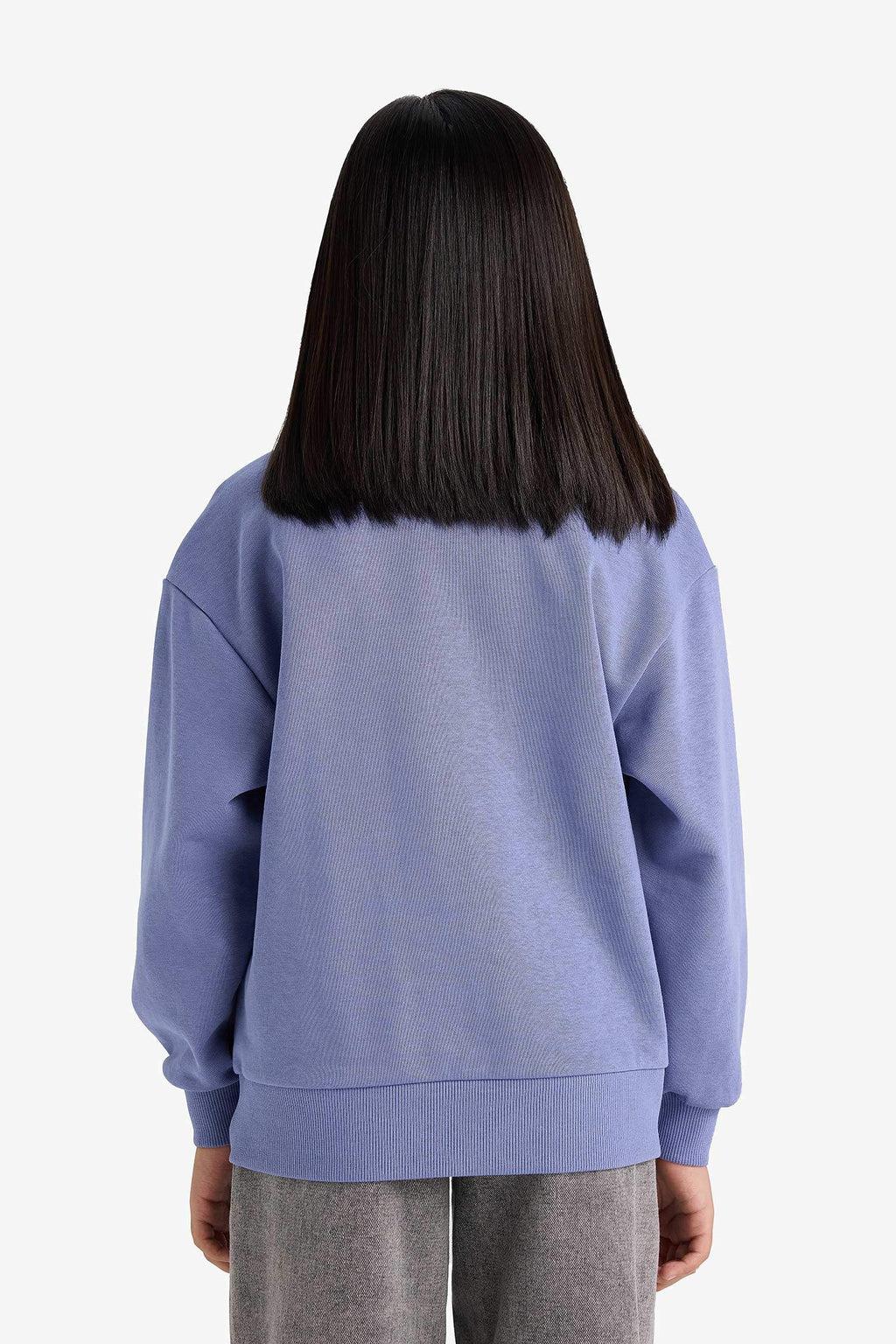 Girl Relax Fit Crew Neck Basic Plain School Sweatshirt