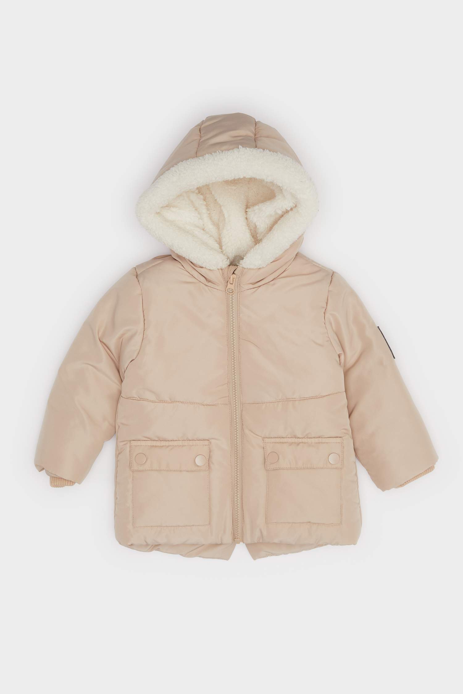 Baby Boy Waterproof Hooded Jacket with Plush Lining and Zipper