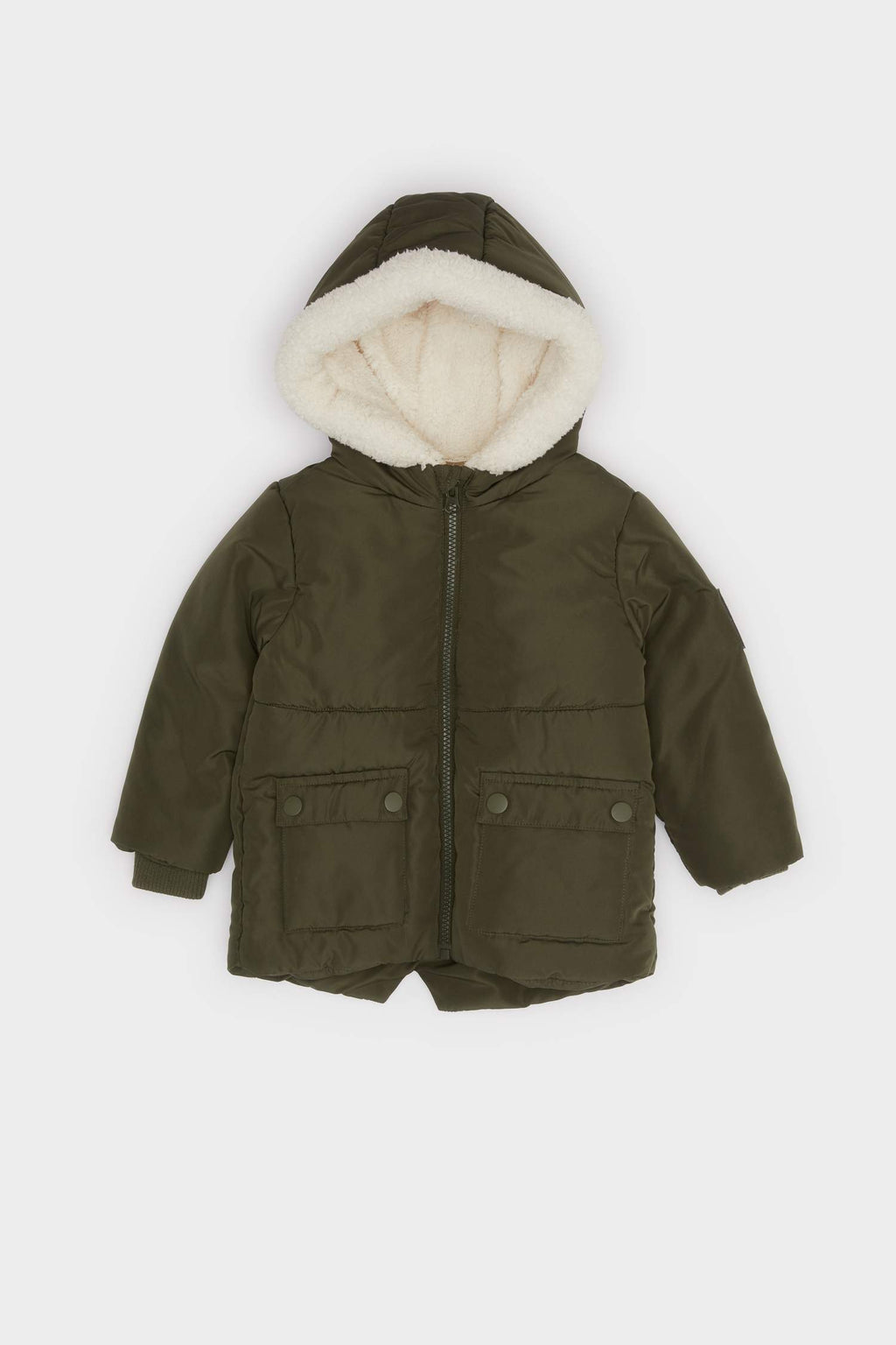 Baby Boy Waterproof Hooded Jacket with Plush Lining and Zipper