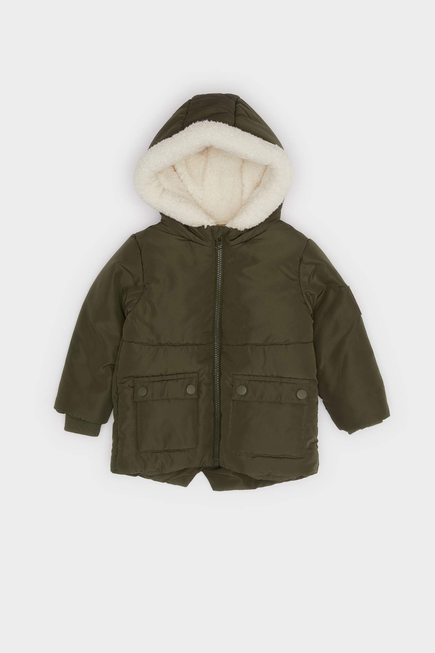 Baby Boy Waterproof Hooded Jacket with Plush Lining and Zipper