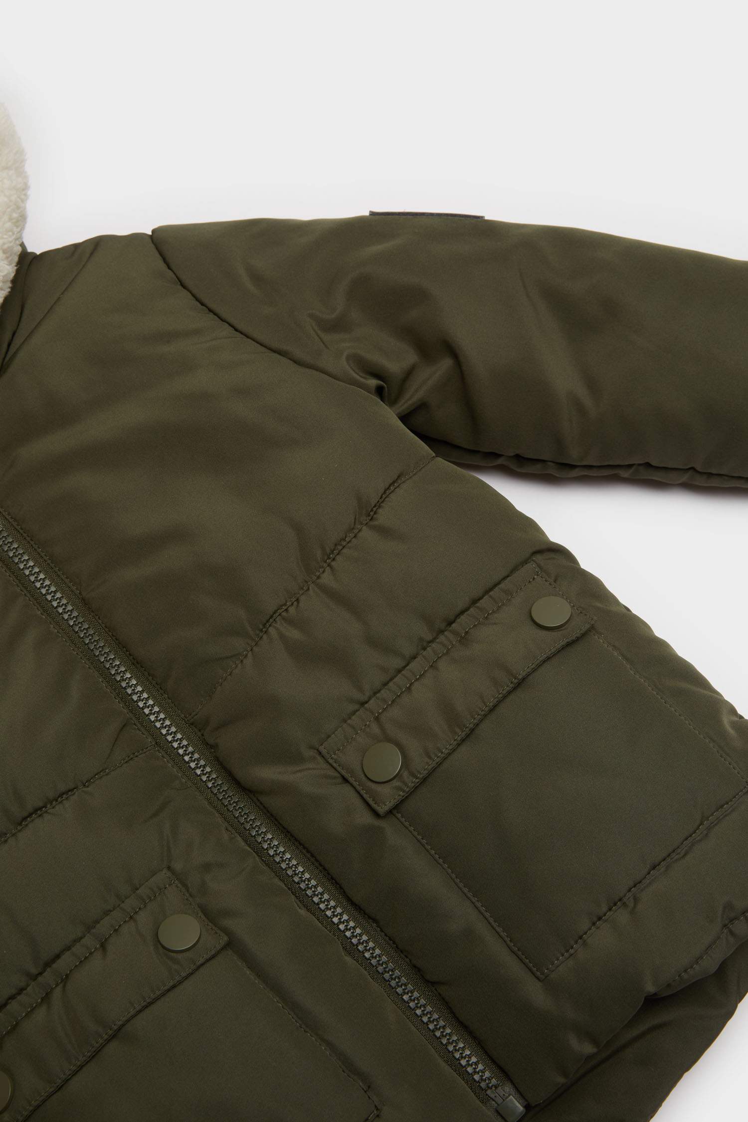 Baby Boy Waterproof Hooded Jacket with Plush Lining and Zipper