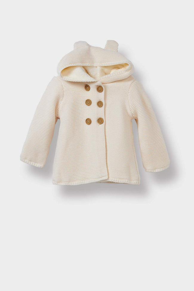 Baby Girl Hooded Knitted Cardigan Hover Image