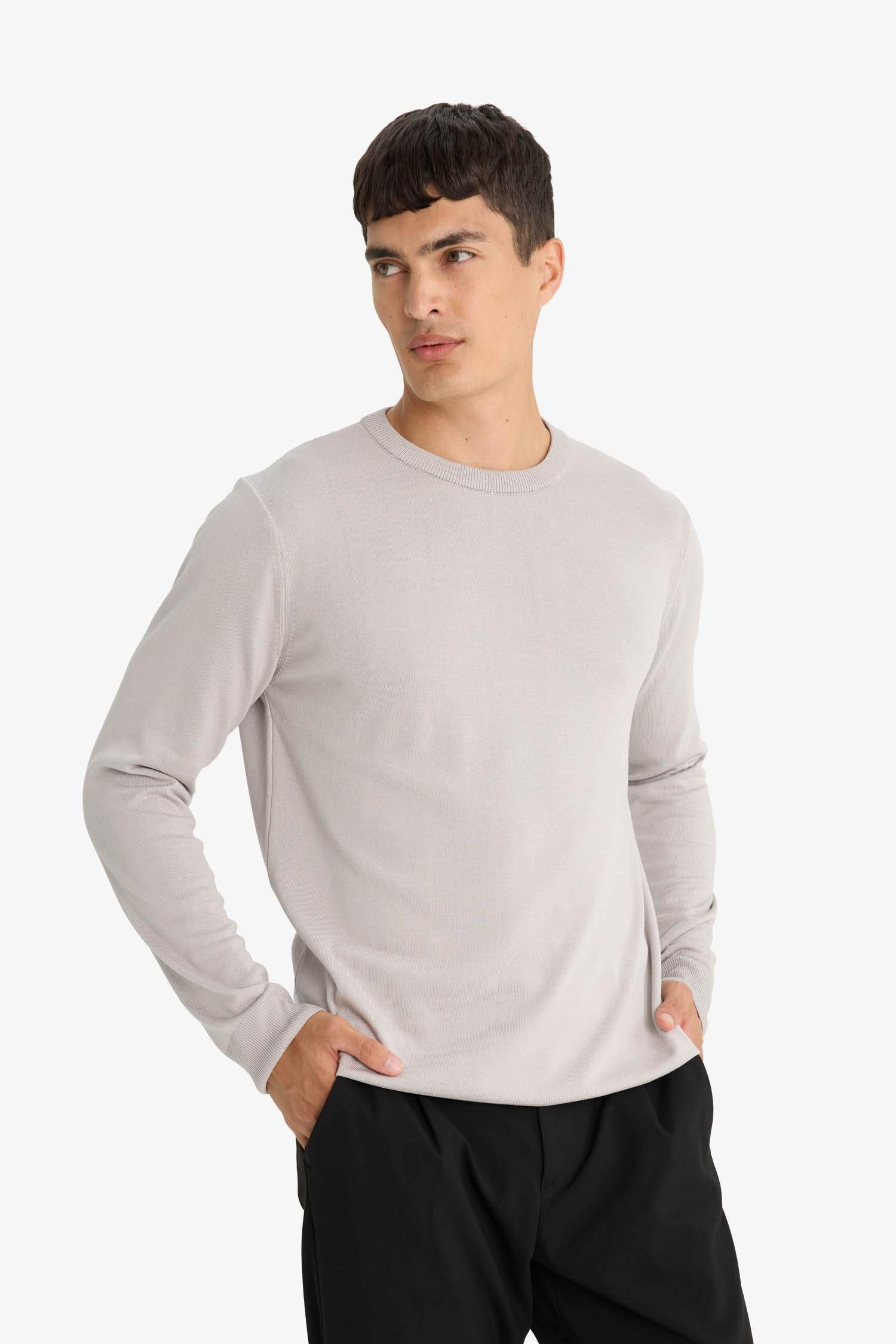Regular Fit Crew Neck Basic Plain Premium Knitwear Sweater