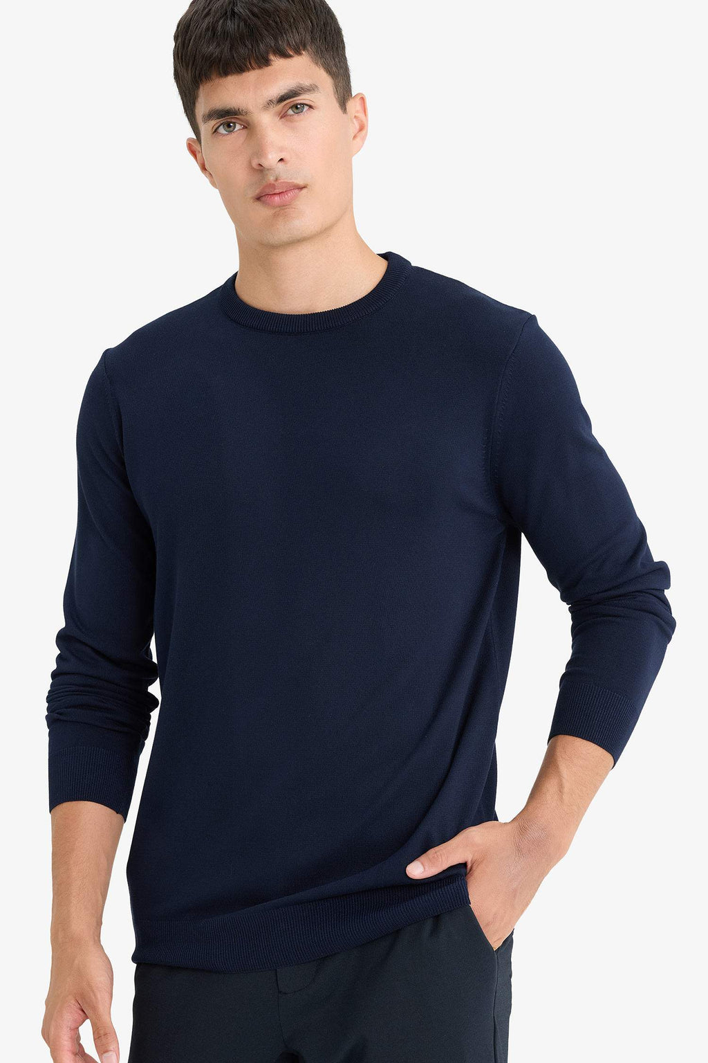 Regular Fit Crew Neck Basic Plain Premium Knitwear Sweater