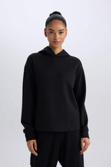 DeFactoFit Standard Fit Hooded Scuba Fabric Sports Sweatshirt