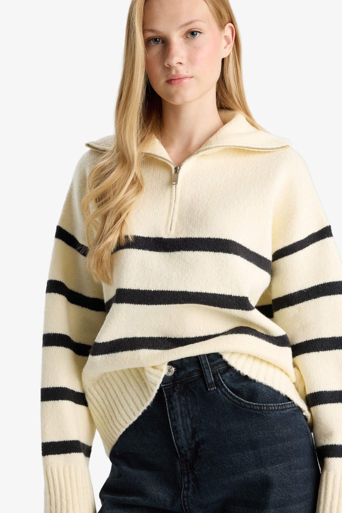 Oversize Fit Polo Collar Pullover