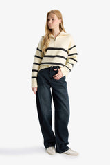 Oversize Fit Polo Collar Pullover