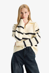 Oversize Fit Polo Collar Pullover