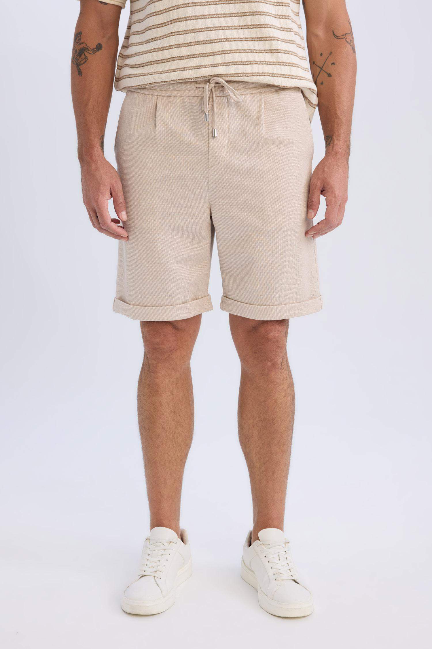 Waist Tie Pique Bermuda Shorts