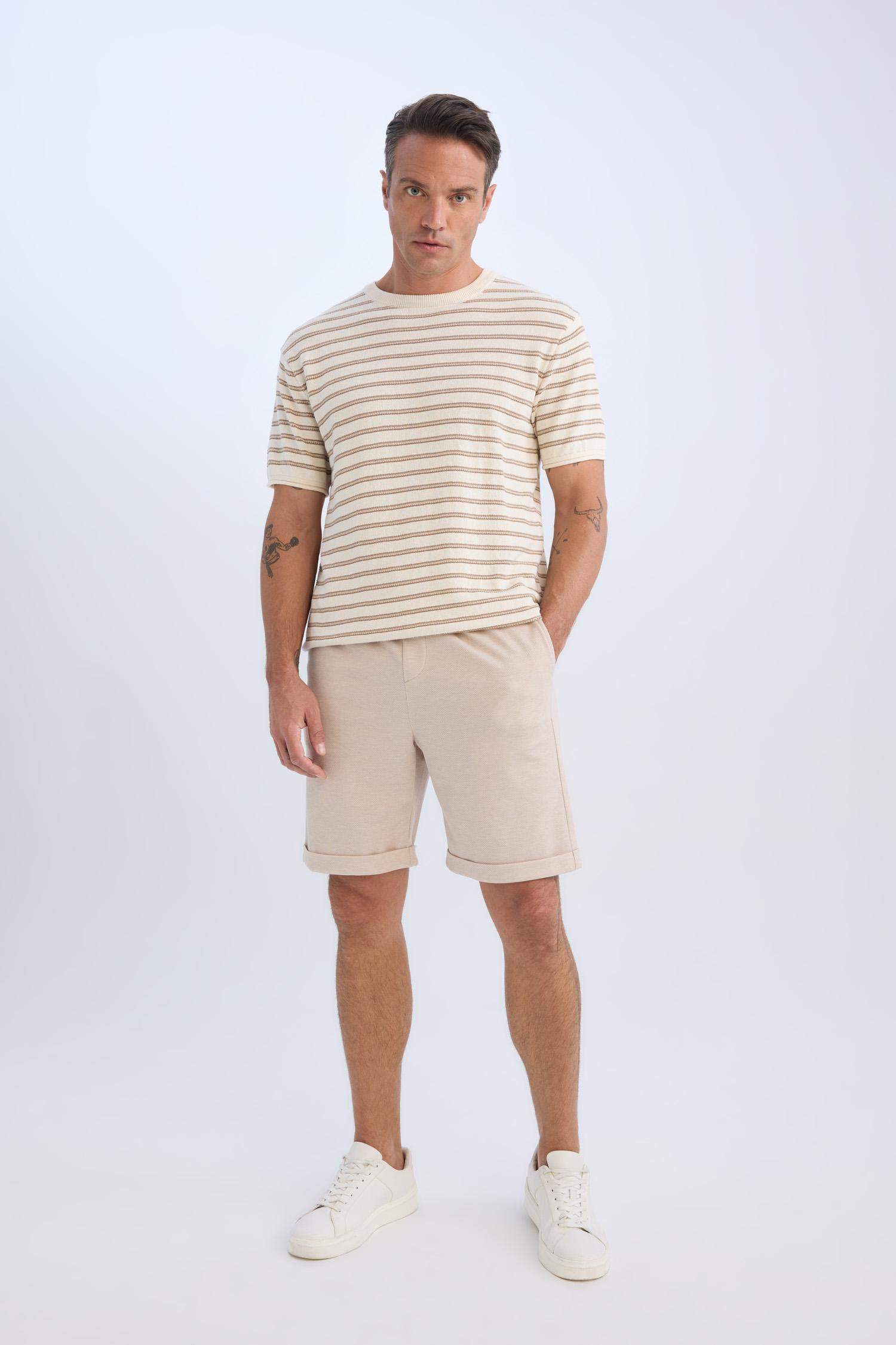 Waist Tie Pique Bermuda Shorts