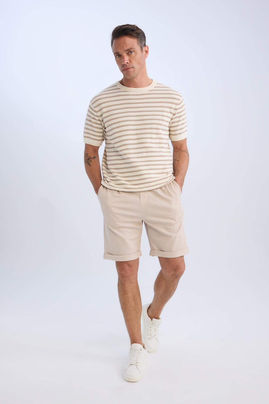 Waist Tie Pique Bermuda Shorts