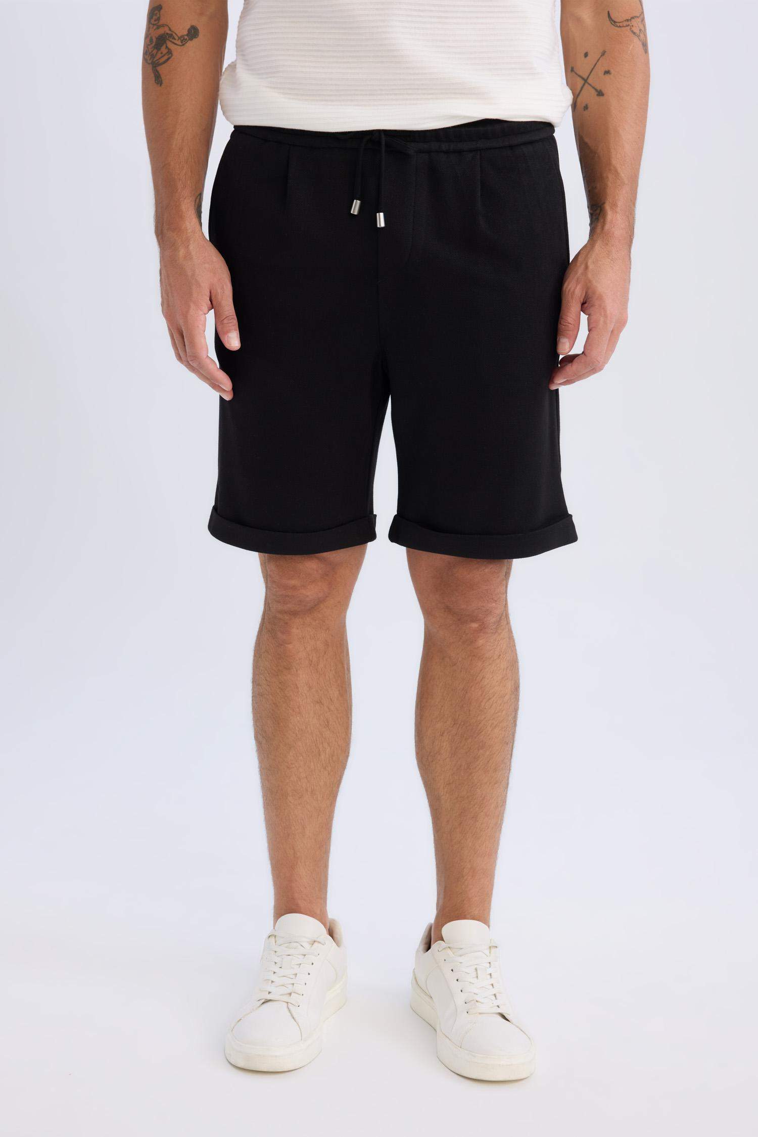Waist Tie Pique Bermuda Shorts
