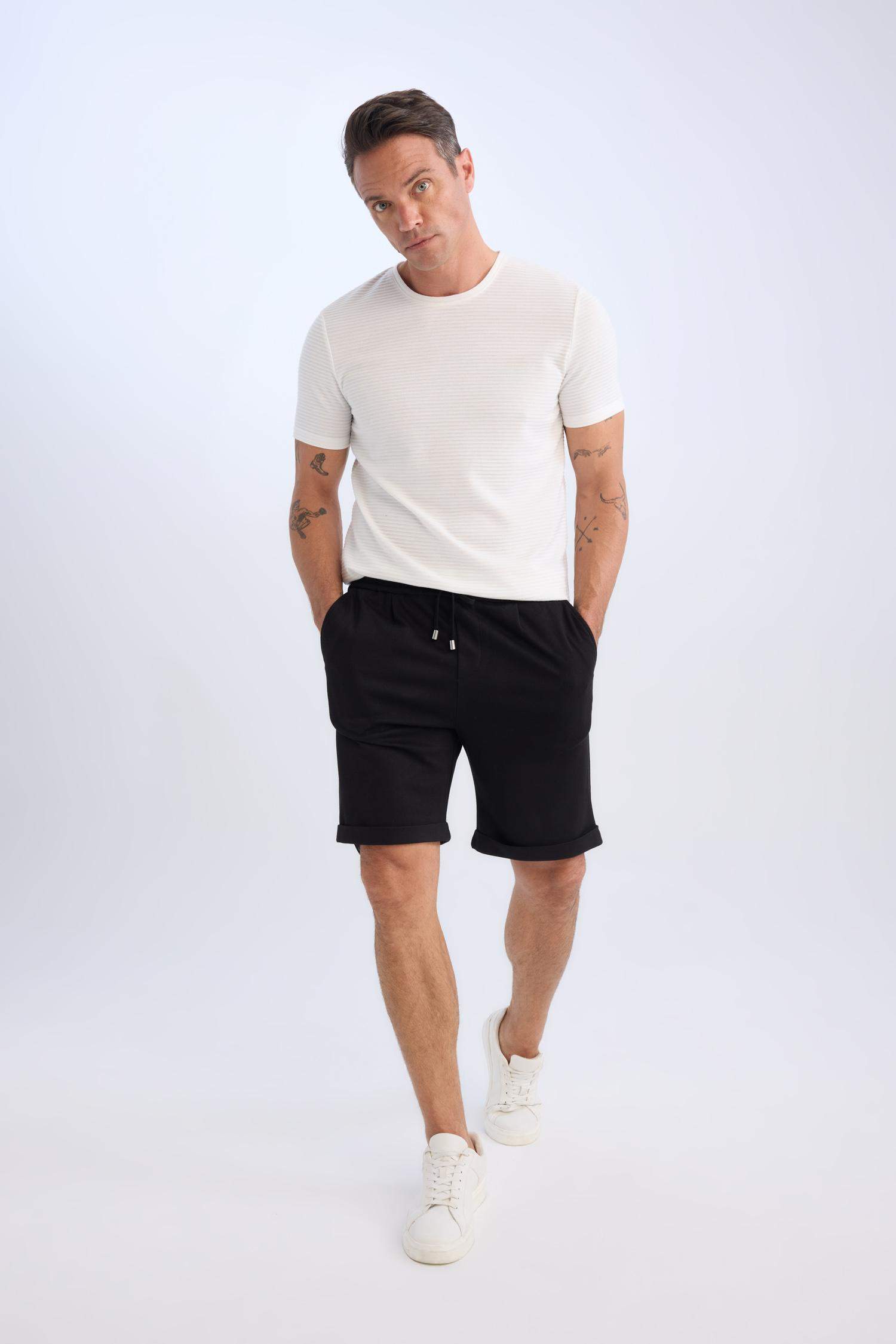 Waist Tie Pique Bermuda Shorts