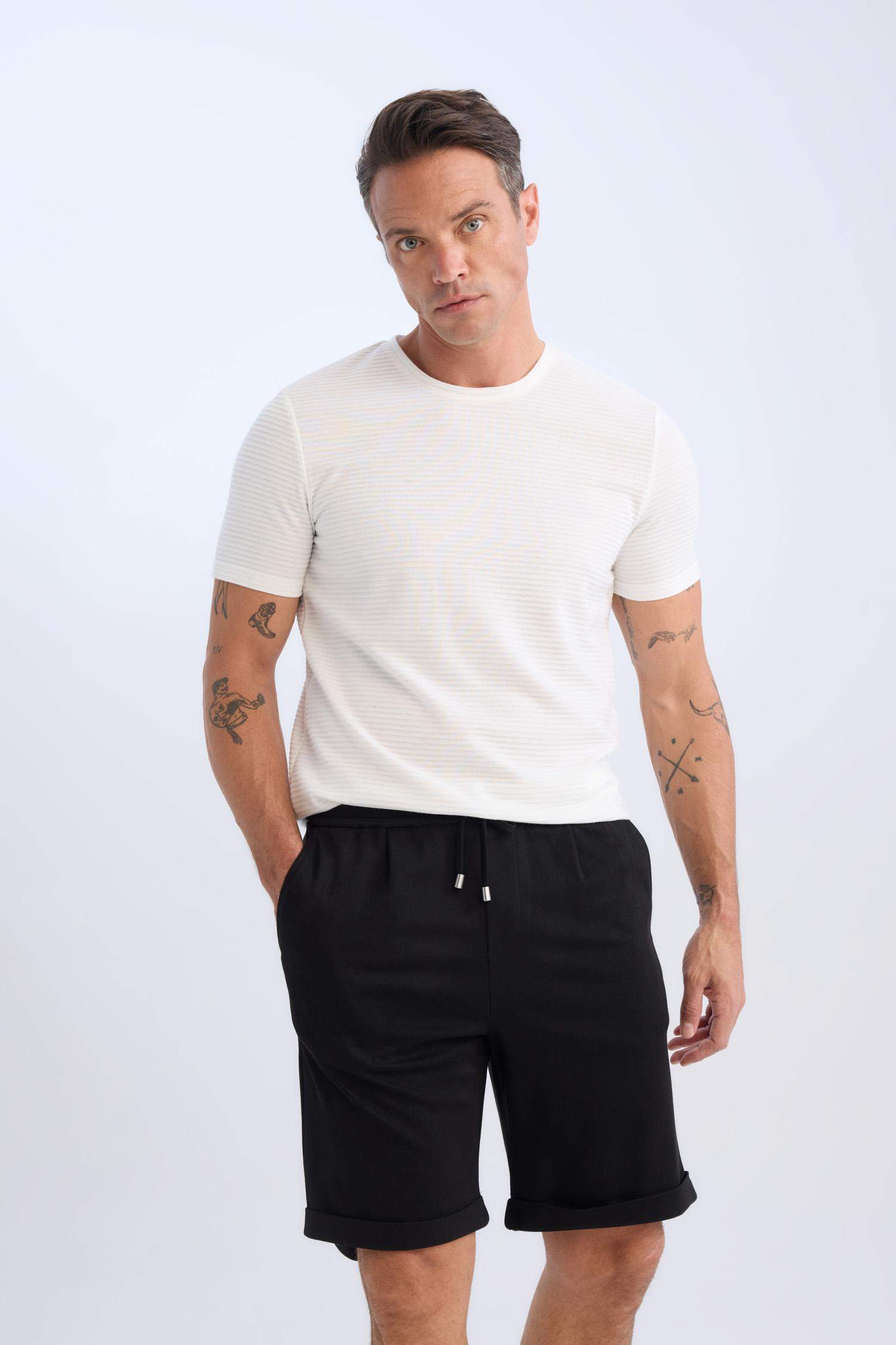 Waist Tie Pique Bermuda Shorts