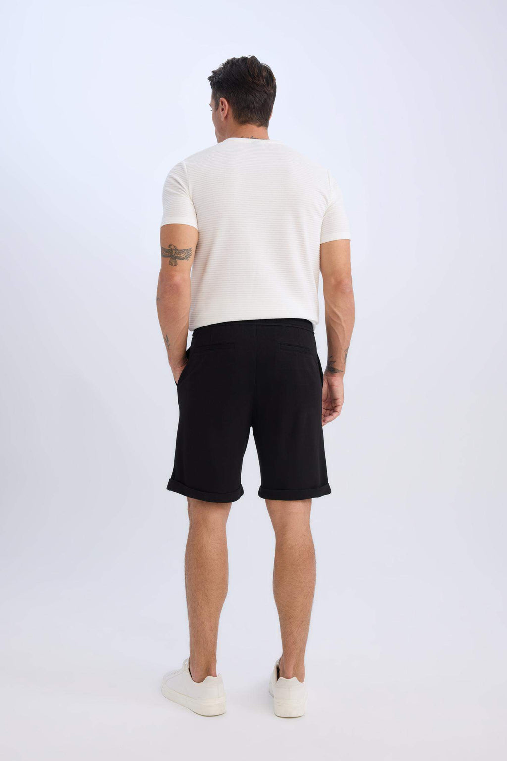 Waist Tie Pique Bermuda Shorts