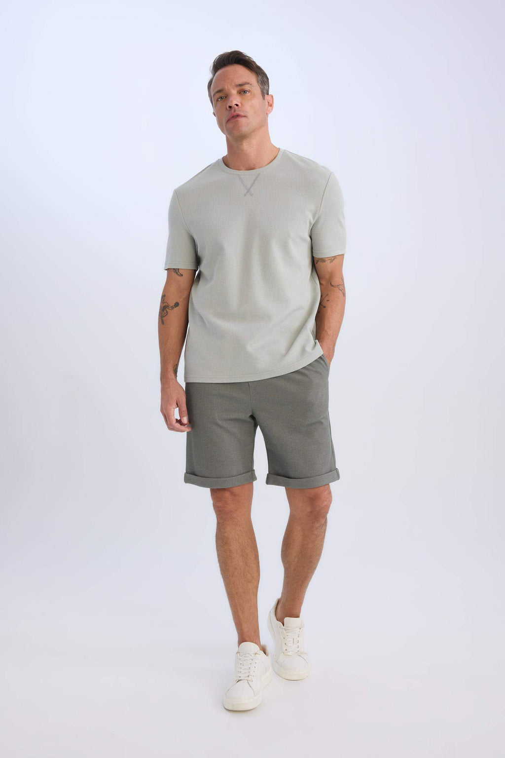 Waist Tie Pique Bermuda Shorts