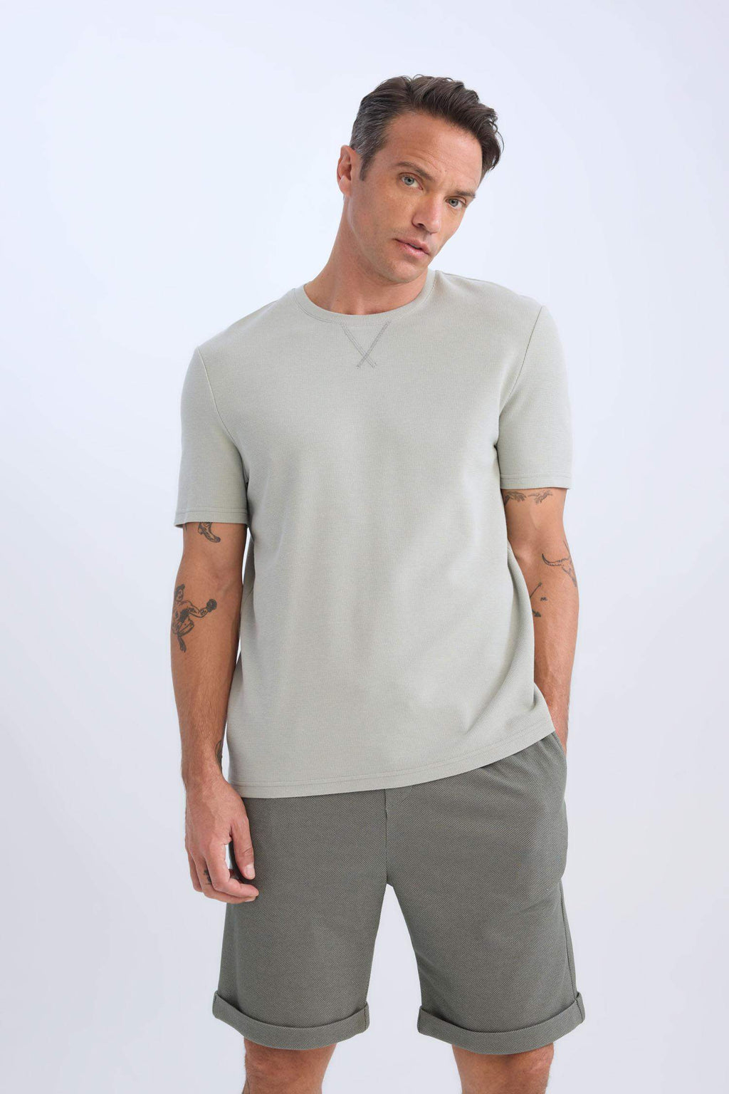 Waist Tie Pique Bermuda Shorts