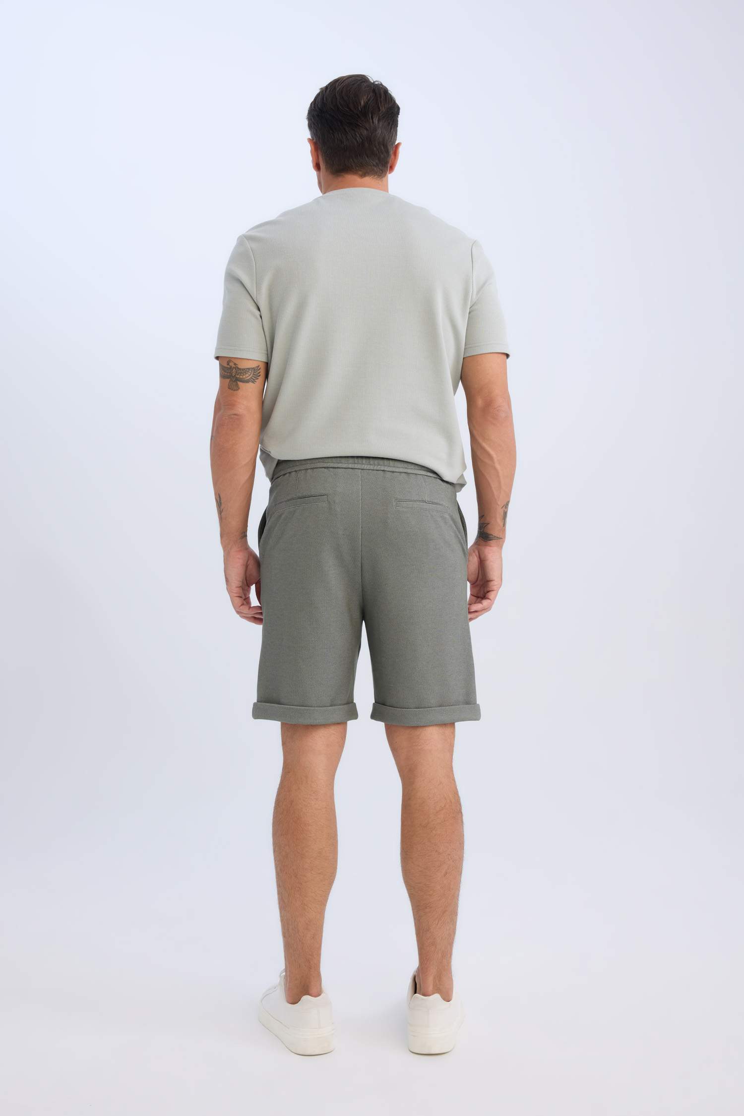 Waist Tie Pique Bermuda Shorts