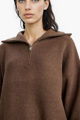 Oversize Loose Fit Polo Collar Half-Zip Knit Sweater