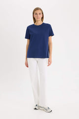 Regular Fit Crew Neck Basic White Premium T-Shirt