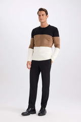 Standard Fit Regular Cut Striped Crew Neck Knitwear Sweater